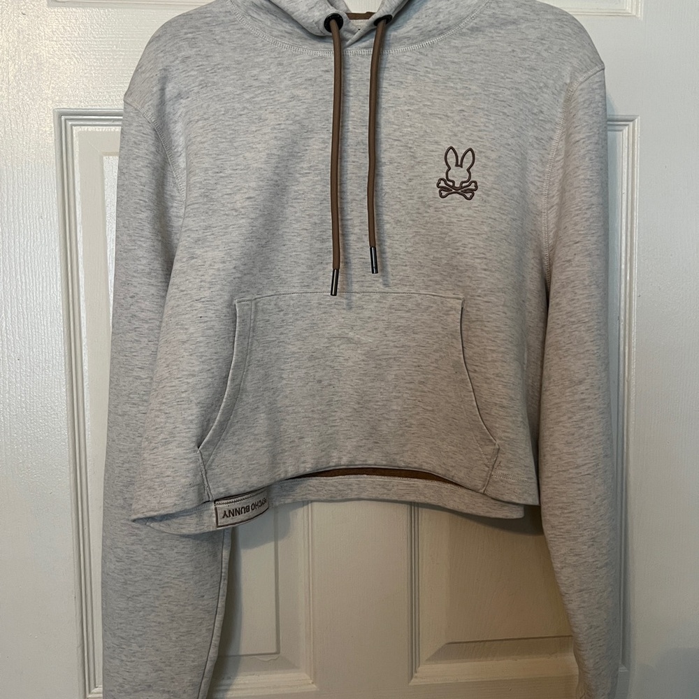 Psycho Bunny Light Gray Hoodie with Tan Interior
